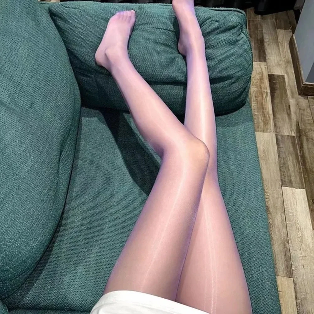 1pair Satin Nylon Pantyhose Shimmer Shiny Red